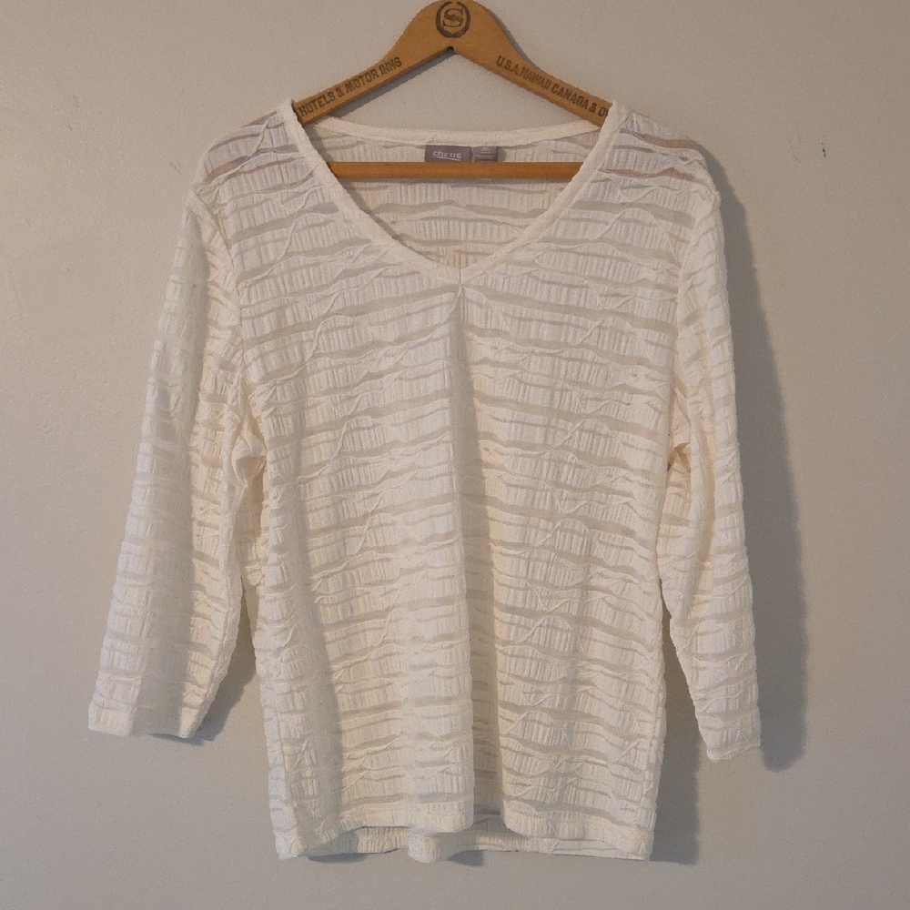 Chico's White Textured Blouse